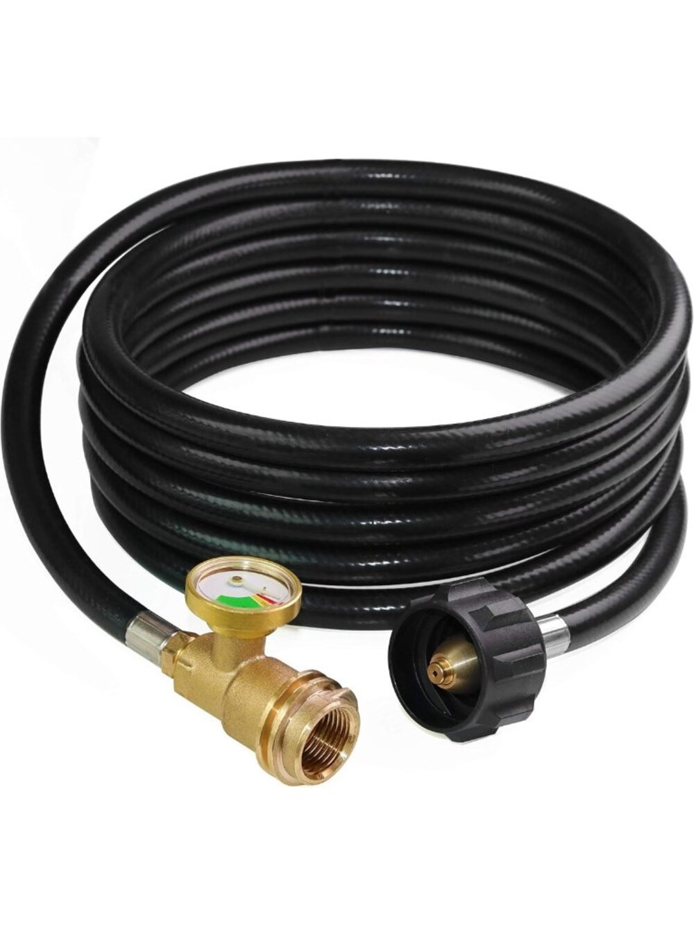 12 Ft Propane Extension Hose with Gauge for Gas Grill, Heater, BBQ QCC1 POL